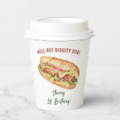ウォーターカラーホットドッグ子供の誕生日 紙コップ (正面)
