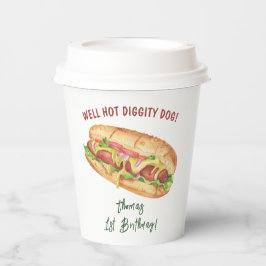 ウォーターカラーホットドッグ子供の誕生日 紙コップ