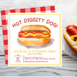 ウォーターカラーホットドッグ誕生日招待状- Kids BBQ 招待状<br><div class="desc">この水彩ホットドッグの誕生日パーティーの招待でグリルをテーマにしたお祝いをキックオフ！フランクフルトよくはしゃぐイラストレーションと赤はっきりしたと黄色の配色を特徴とし、この招待状は完璧なBBQ子供へ、裏庭のクックアウト、またはピクニックスタイルの夏の誕生日である。カスタマイズパーティー詳細でおもしろいを始めろ！</div>