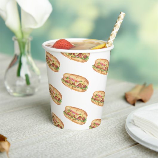 ウォーターカラーホットドッグ キッズ バースデー 紙コップ (インサイチュ)