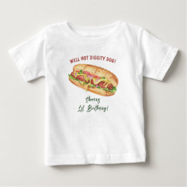 ウォーターカラーホットドッグ キッズ 誕生日 ベビーTシャツ