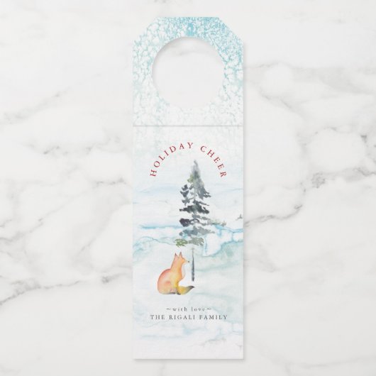 ウォーターカラーホリデイキツネ ボトルネックタグ (正面)