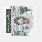 ウォーターカラーホリデイ格言フリースブランケット フリースブランケット (正面(横))