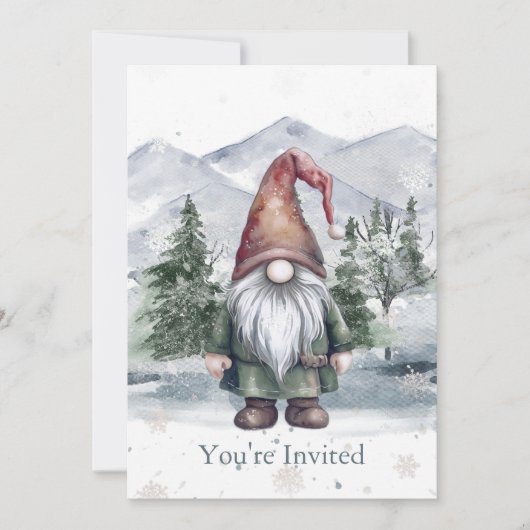 ウォーターカラーホリデイ格言ホリデーパーティー 招待状 (正面)