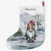 ウォーターカラーホリデイ格言 パーソナライズされた ラージクリスマスストッキング (裏面)