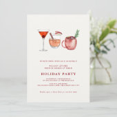 ウォーターカラーホリデーカクテルクリスマスパーティー招待状 招待状 (スタンド正面)