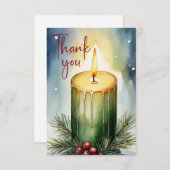 ウォーターカラーホリデーキャンドルフェスティバルイラストレーション サンキューカード (正面/裏面)