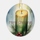 ウォーターカラーホリデーキャンドルフェスティバルイラストレーション セラミックオーナメント (左)