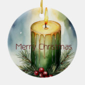 ウォーターカラーホリデーキャンドルフェスティバルイラストレーション セラミックオーナメント (裏面)