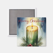 ウォーターカラーホリデーキャンドルフェスティバルイラストレーション マグネット (正面/裏面)