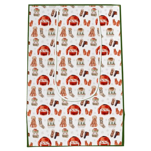 ウォーターカラーホリデースノースキーテーマ抱き枕 ミディアムペーパーバッグ (裏面)