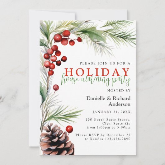 ウォーターカラーホリデーハウスウォーミングパーティー 招待状 (正面)