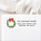 ウォーターカラーホリデーベリーアンドホリーリースリターン ラベル (インサイチュ)