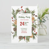 ウォーターカラーホリーアンドパインホリデーパーティー 招待状 (スタンド正面)