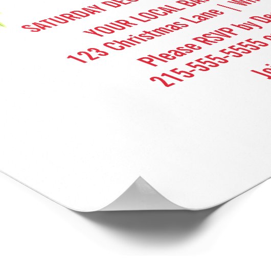 ウォーターカラーホリーカンパニークリスマスパーティー招待状 ポスター (角)