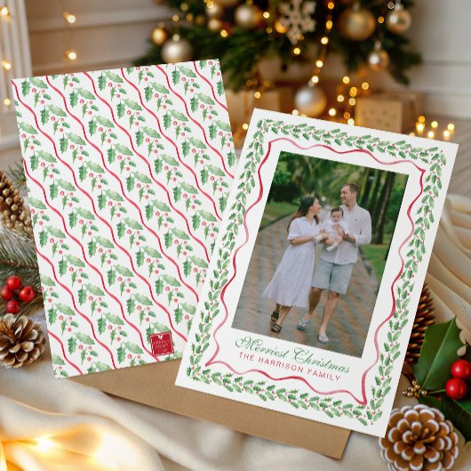 ウォーターカラーホリークリスマスの写真 シーズンカード