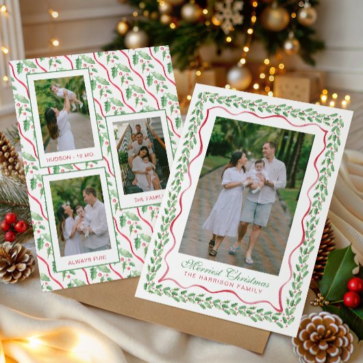 ウォーターカラーホリークリスマスの写真 シーズンカード