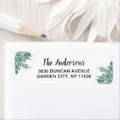 ウォーターカラーホリーグリーンリークリスマス差出人住所 ラベル (インサイチュ)