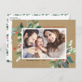 ウォーターカラーホリーズクラフフェイクト紙フェスティバルフォト シーズンポストカード (正面/裏面)