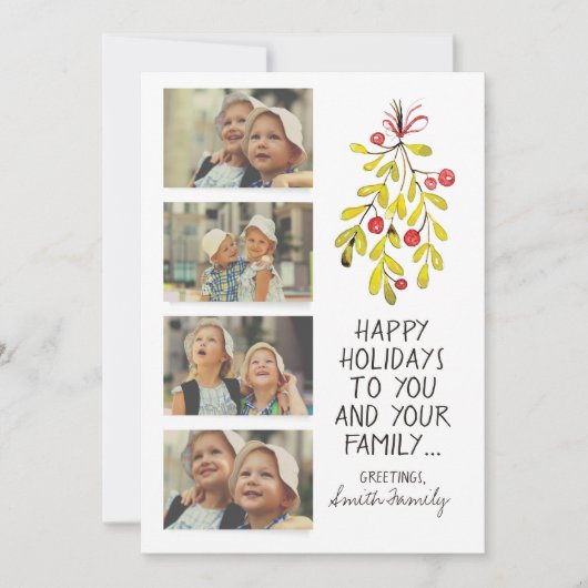 ウォーターカラーホリーハッピーホリデーフォトグリーティングズ シーズンカード (正面)