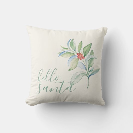 ウォーターカラーホリーベリークリスマスホリデー クッション (正面)