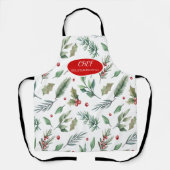 ウォーターカラーホリーベリーグリーン エプロン (正面)