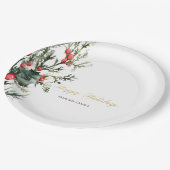 ウォーターカラーホリーベリーグリーン ペーパープレート (アングル)