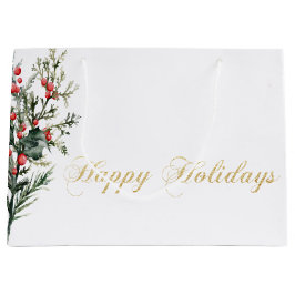 ウォーターカラーホリーベリーグリーン ラージペーパーバッグ