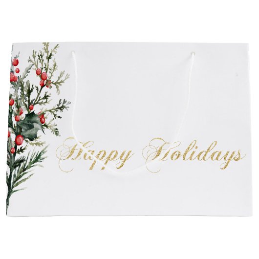 ウォーターカラーホリーベリーグリーン ラージペーパーバッグ (正面)