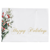 ウォーターカラーホリーベリーグリーン ラージペーパーバッグ (裏面)