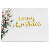 ウォーターカラーホリーベリーグリーン ラージペーパーバッグ (正面)