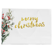 ウォーターカラーホリーベリーグリーン ラージペーパーバッグ (裏面)