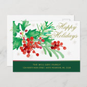 ウォーターカラーホリーベリーハッピーホリデーズムービング 案内ポストカード (正面/裏面)