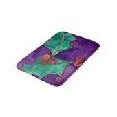 ウォーターカラーホリーベリーパープルグリーンレッドホリデー バスマット (アングル)