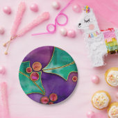 ウォーターカラーホリーベリーパープルグリーンレッドホリデー ペーパープレート (パーティー)