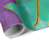 ウォーターカラーホリーベリーパープルグリーンレッドホリデー ラッピングペーパー (ロールコーナー)