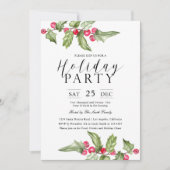 ウォーターカラーホリーベリーブランズホリデーパーティー 招待状 (正面)