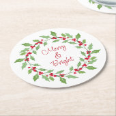 ウォーターカラーホリーリースクラシックラウンド紙カースト ラウンドペーパーコースター (アングル)