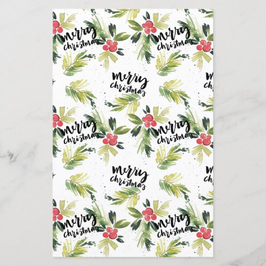 ウォーターカラーホリーリースクリスマスパーティの招待状 (裏面)