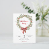 ウォーターカラーホリーリースクリスマスパーティの招待状 インビテーションポストカード (スタンド正面)