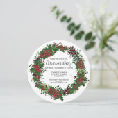 ウォーターカラーホリーリースクリスマスパーティの招待状 招待状 (スタンド正面)
