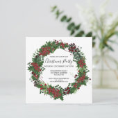 ウォーターカラーホリーリースクリスマスパーティの招待状 招待状 (スタンド正面)