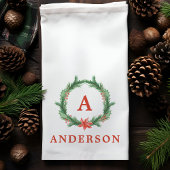 ウォーターカラーホリーリースモダンホリデークリスマス キッチンタオル