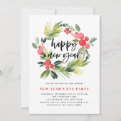 ウォーターカラーホリーリース新年のイブパーティー 招待状 (正面)