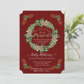 ウォーターカラーホリーリース金ゴールドグリッターブライダルシャワー 招待状 (スタンド正面)