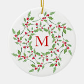 ウォーターカラーホリーリース2 セラミックオーナメント (正面)