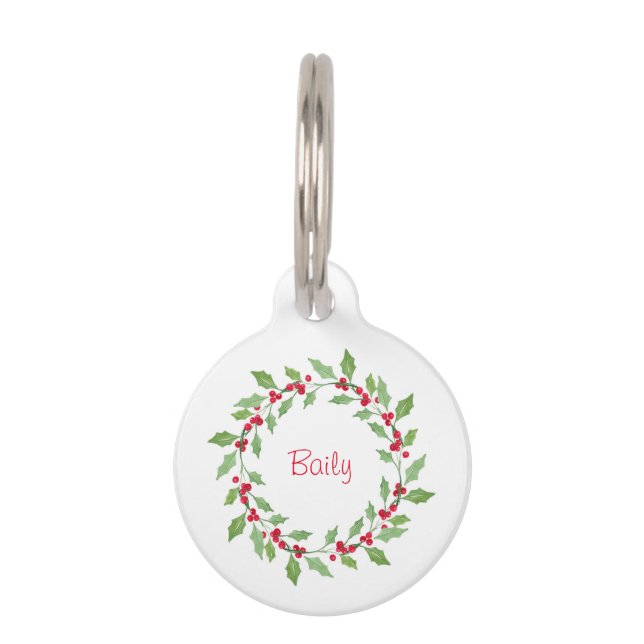 ウォーターカラーホリーリース ペット　ネームタグ (正面)