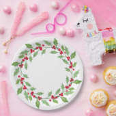 ウォーターカラーホリーリース ペーパープレート (パーティー)