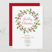 ウォーターカラーホリーリース 招待状 (正面/裏面)