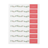 ウォーターカラーホリー&グリーンリーガーランドホリデー ラップアラウンドラベル (シート)